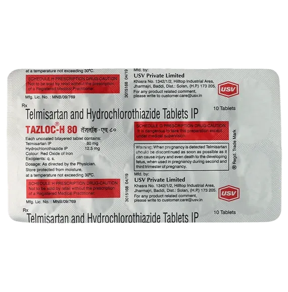 tazloc h 80mg tablet 10's